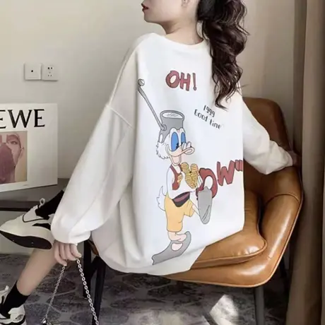 宽松中长款加绒卫衣女2022秋季新款韩版百搭休闲显瘦加厚上衣外套商品大图