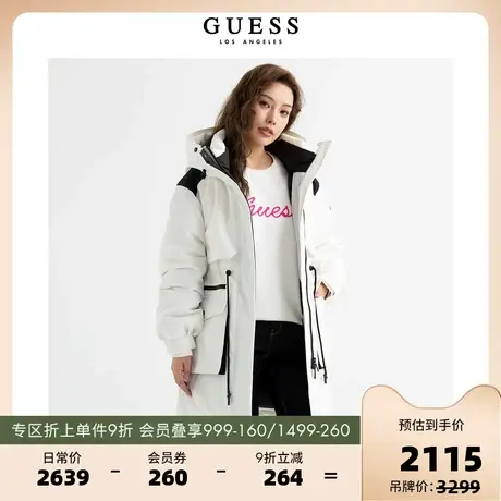 GUESS23 新冬女保暖三防工装派克登山中长款羽绒服-Q3PL17W55RA商品大图