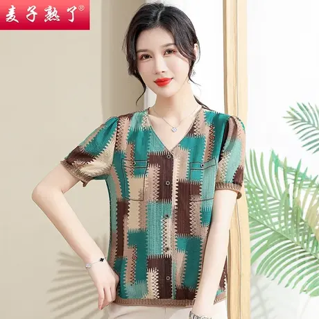妈妈装夏季新款时尚短袖T恤衫老年人上衣2023夏款小衫中年女装图片