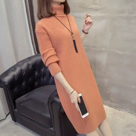 中长款加厚女士高领毛衣新款洋气百搭针织打底衫女秋冬季内搭商品大图