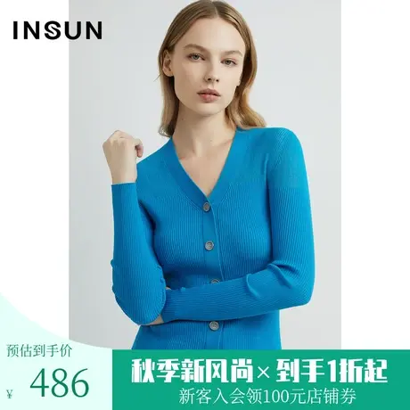 恩裳2023早春新品醋酸棉针织衫女装打底坑条显瘦开衫毛衣图片