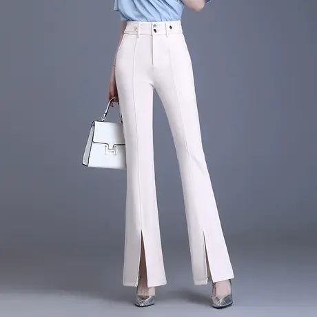开叉喇叭裤女春秋2023新款垂感高腰修身微喇直筒裤通勤西装裤长裤商品大图