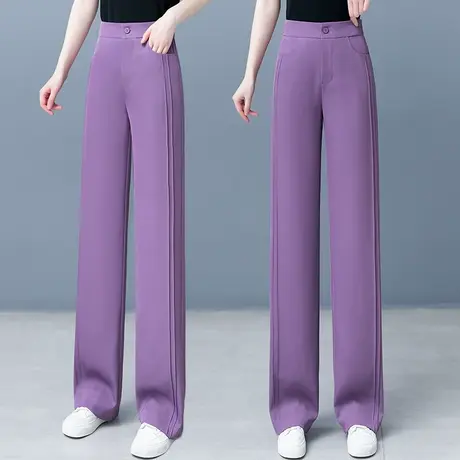 窄版阔腿裤女夏季时尚百搭气质休闲裤高腰垂感直筒宽松显瘦拖地裤图片