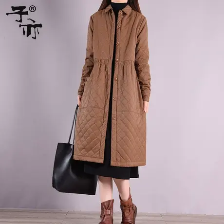 子亦冬季新款复古夹棉六个码宽松又显瘦的中长款外套图片