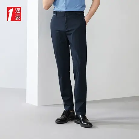 海一家时尚简约长裤2023夏季新款舒适透气基础男士休闲裤商品大图