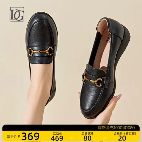 头层牛皮马衔扣乐福鞋女内增高女鞋坡跟深口单鞋英伦风皮鞋妈妈鞋商品大图