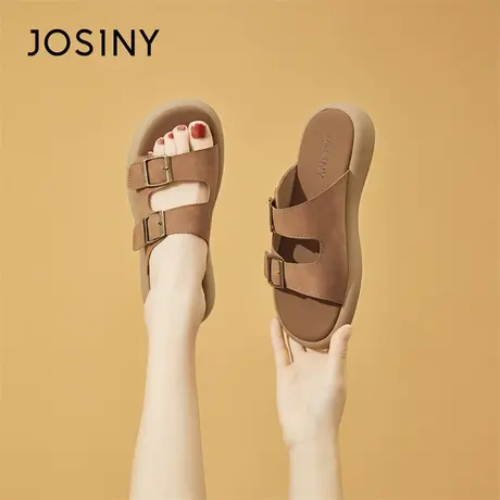 Josiny/卓诗尼厚底一字拖女2024春夏季新款女鞋外穿居家休闲凉鞋商品大图