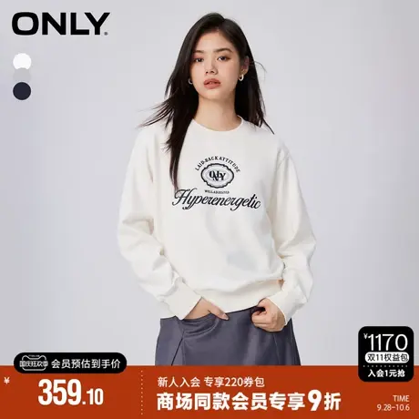 ONLY2023秋季新款时尚休闲宽松字母落肩圆领长袖卫衣女|12349S007商品大图