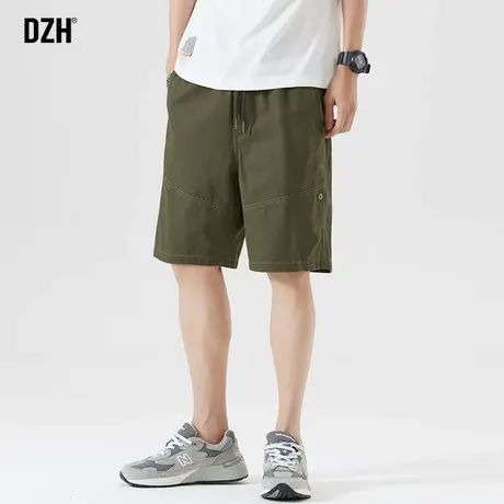 男士军绿色休闲短裤男夏季潮牌ins爆款宽松纯棉五分裤外穿大裤衩商品大图