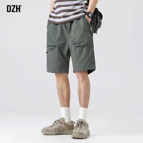 男生军绿色短裤男款夏季运动美式五分裤潮牌休闲裤子2023新款宽松商品大图
