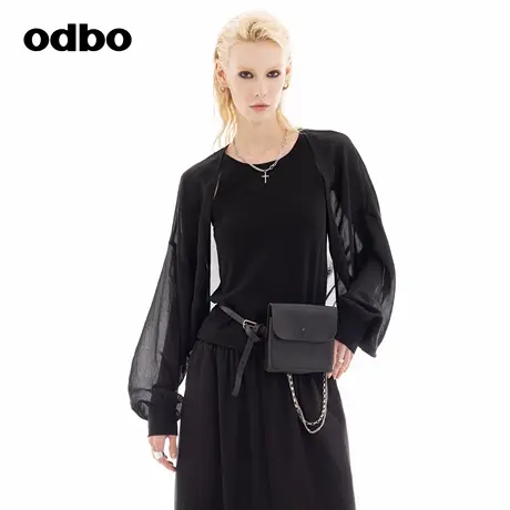 odbo/欧迪比欧原创设计高级感印花短外套2024秋季新款简约风穿搭商品大图