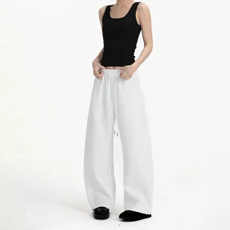 美式纯色弯刀卫裤男女夏季2025新款cleanfit宽松阔腿垂感休闲长裤商品大图