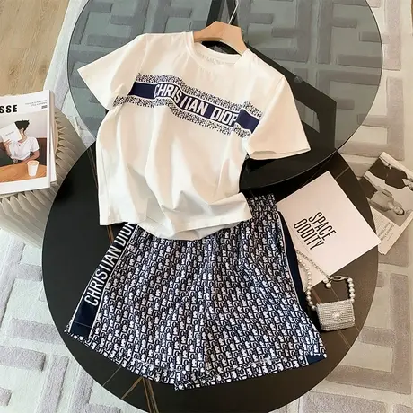纯棉运动服套装跑步女夏季薄款短袖短裤小个子网红炸街休闲两件套商品大图