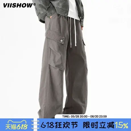 VIISHOW直筒vibe伞兵工装裤男2025春新款美式宽松阔腿休闲长裤子商品大图