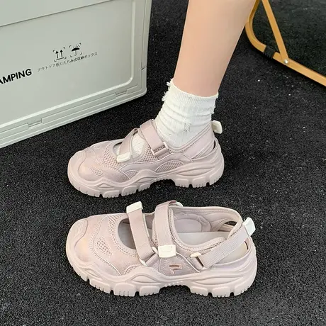 通勤运动凉鞋女款2025年新款超火百搭夏季外穿包头透气厚底休闲鞋图片