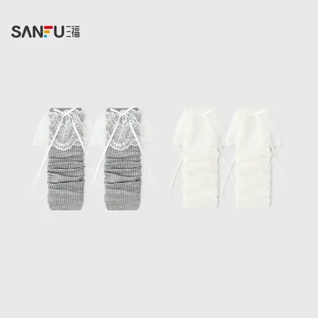 三福 女袜套单双装 甜系蕾丝花边织带纯欲感腿套配饰844387商品大图