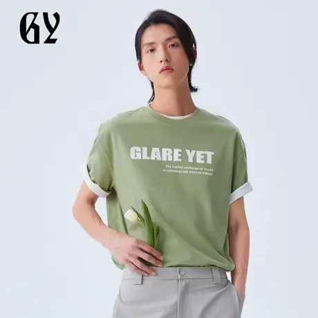雅戈尔奥莱 GY男装夏季前胸时尚字母印花吸湿透气男士短袖商品大图