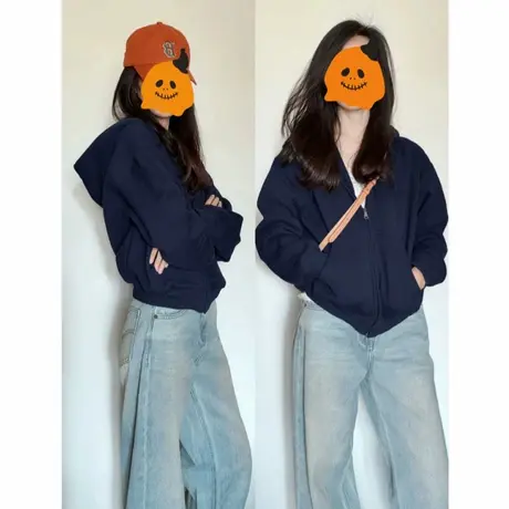 早秋短款外套女款秋季2025新款薄款正肩卫衣开衫初秋韩系穿搭上衣商品大图