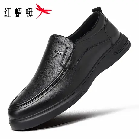 红蜻蜓男鞋新款鞋子男士一脚蹬软底休闲皮鞋男中老年爸爸真皮牛皮商品大图