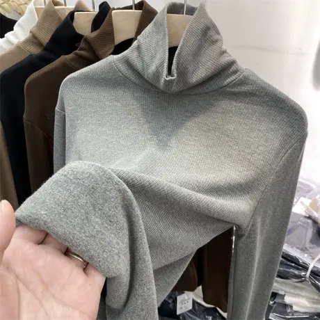 内搭薄绒高领打底衫女秋冬季韩版修身显瘦洋气减龄长袖T恤上衣潮商品大图