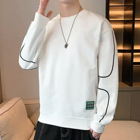 韩版潮流卫衣男春秋季圆领长袖t恤男装内搭青少年百搭秋衣打底衫商品大图