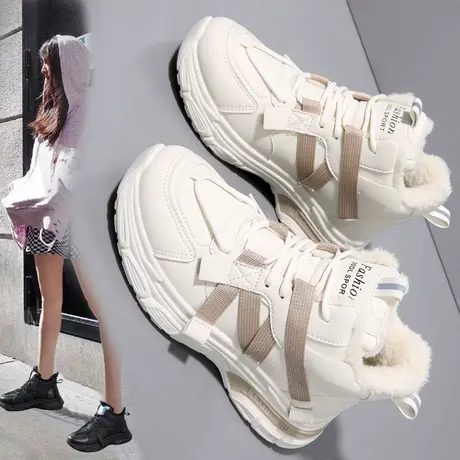 莆田运动鞋女高帮加绒学生大棉鞋冬季爆款老爹鞋时尚气质休闲潮鞋商品大图