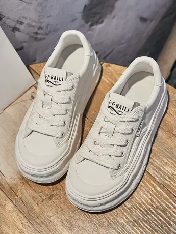 真皮小白鞋女2023新款牛皮休闲板鞋ins百搭白色运动厚底女鞋春季商品大图