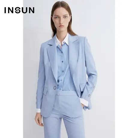 恩裳商场同款春简约一粒扣袖前开叉设计个性时尚西装外套商品大图