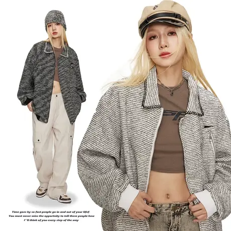 小香风外套女春秋款2023年新款爆款潮牌复古小个子宽松夹克情侣装图片