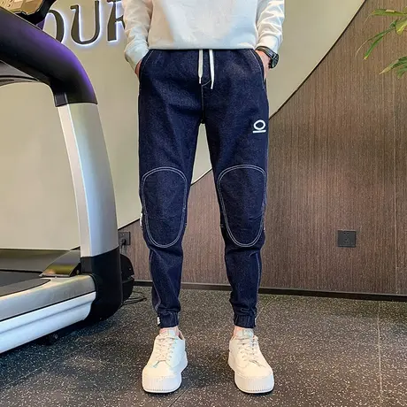 2024冬款加厚牛仔裤男潮牌束脚痞帅裤子潮流个性春秋季学生小脚裤商品大图