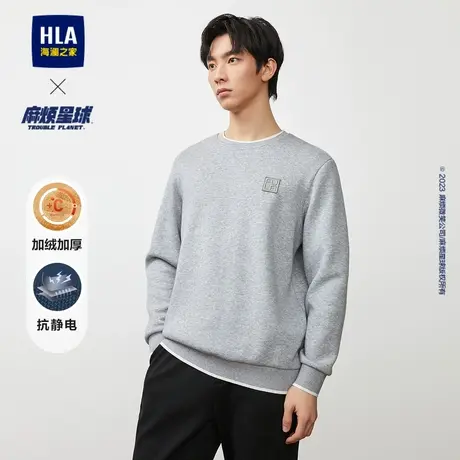 【加绒加厚】HLA/海澜之家麻烦星球联名针织衫23冬新抗静电毛衣男图片