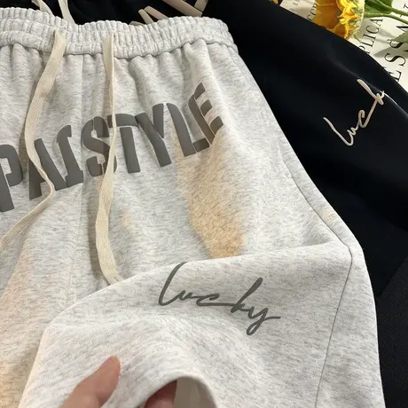 潮流立体发泡印花休闲短裤男夏季新款外穿宽松薄款潮牌运动五分裤商品大图