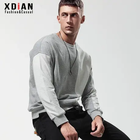 重磅t恤男长袖小众硬挺高级感落肩厚实宽松圆领卫衣春秋季上衣服商品大图