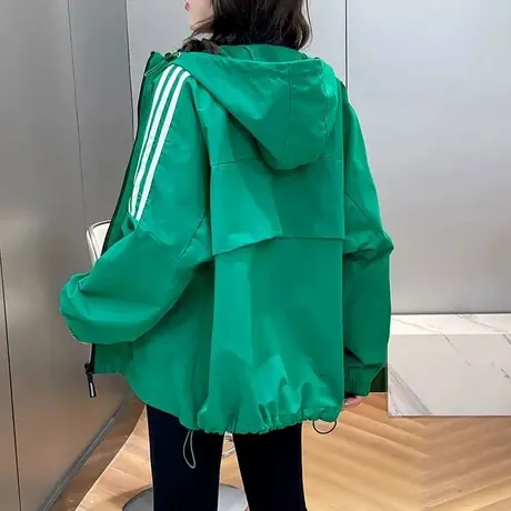 工装外套女2023春秋季设计感小众炸街上衣宽松百搭连帽风衣夹克潮图片