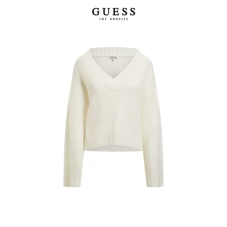 GUESS女士温柔慵懒风纯白领套头针织衫毛衣-商品大图