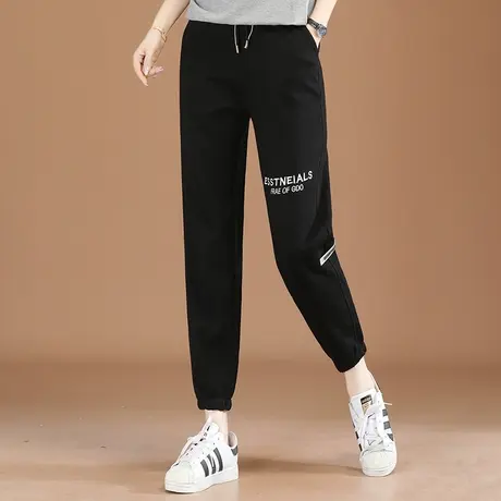韩潮袭人松紧腰休闲裤哈伦束脚裤女2023秋季新款运动长裤子卫裤薄图片