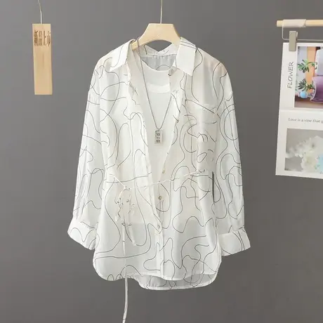 白色薄款防晒衣女紫外线中长款设计感小众防晒衬衫长袖开衫薄外套图片