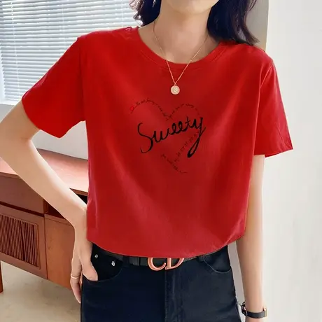 短袖上衣女夏季纯棉宽松t恤女2022年新款潮流欧货韩版体恤半袖潮图片