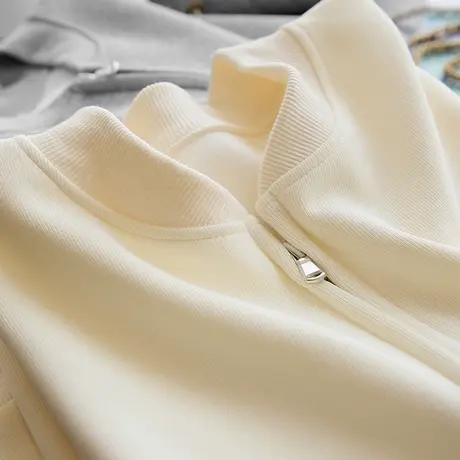 超火cec纯色圆领外套女秋冬设计感小众宽松百搭棒球服开衫上衣潮商品大图