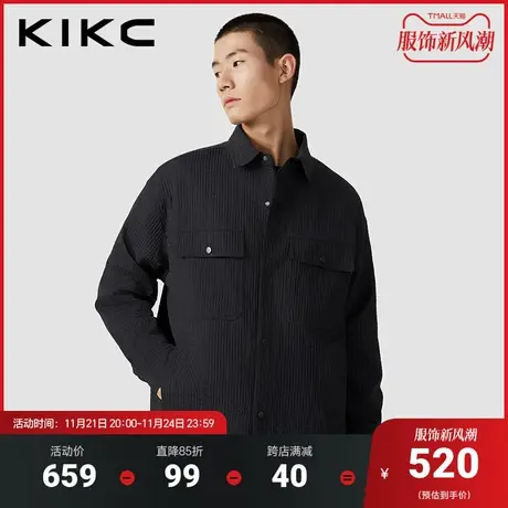 kikc翻领夹克男士2023冬季新款潮流华夫格外衣休闲加厚衬衫式外套商品大图