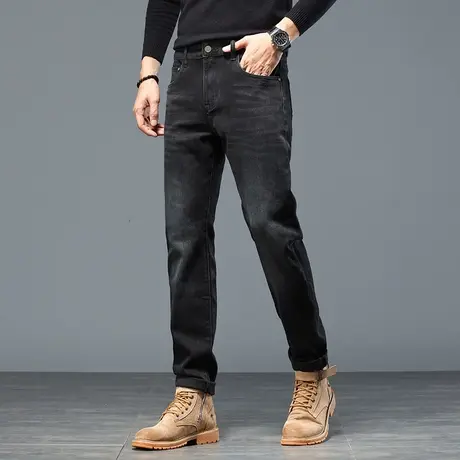 潮流小直筒百搭牛仔裤港风潮流牛仔裤休闲微弹美式复古牛仔裤男商品大图