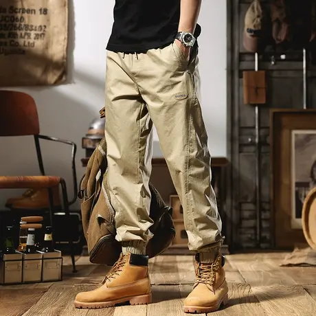 美式重磅2022春夏季薄款迷彩工装裤男宽松直筒束脚潮牌男裤子痞帅商品大图