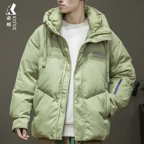 潮牌绿色羽绒服男中性风冬季帅气男款男士90白鸭绒外套男装棉服潮商品大图