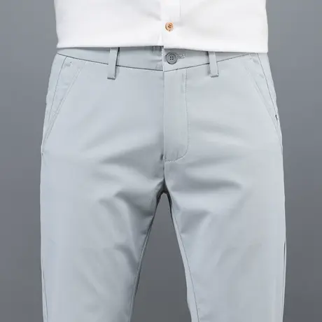 高端丝滑男裤夏天冰丝西裤男士休闲长裤商务夏季超薄款速干裤宽松商品大图