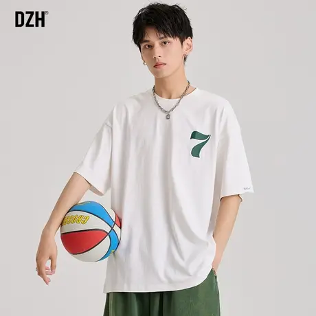 男士白色纯棉t恤男夏季潮牌短袖美式半袖男款体恤衫情侣夏装新款商品大图