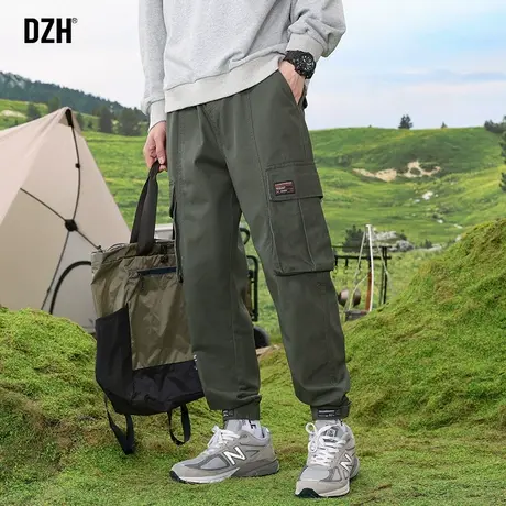 男士日系军绿色工装裤潮牌男束脚休闲裤男裤春夏款潮男裤子束脚裤商品大图