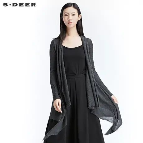 sdeer圣迪奥秋装简约纯色不规则针织衫开始空调衫女S17183505📹图片