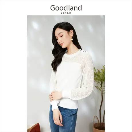 *Goodland女装提花钉珠针织衫套头*图片