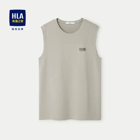 HLA/海澜之家空气层休闲背心24春夏新立体印花圆领透气无袖T恤男商品大图