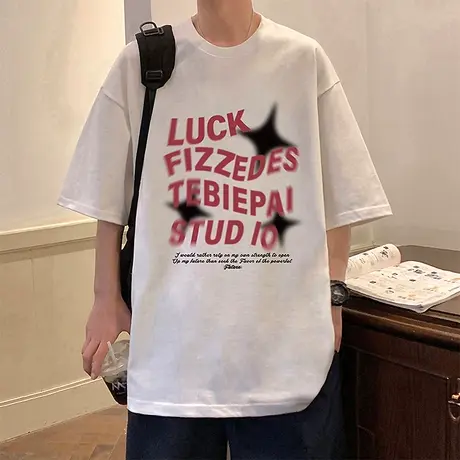 短袖t恤男夏季2023新款潮流情侣装体恤美式ins潮牌薄款纯棉打底衫商品大图